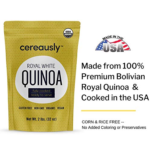 CEREAUSLY Fully Cooked Organic White Quinoa | 2 Lb | Ready to Eat | Royal Bolivian | Non-GMO | Gluten-Free | Vegan - Thumbnail 7