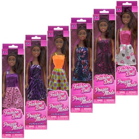 African-American Fashion Dolls: Set of 6 with different outfits. Introduce them to your Barbie collection. Great favors for Birthday Parties, group play or gift giving. By TBC Home Decor.