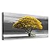 wall art for living room Decorations Photo Prints - panoramic black and white with yellow trees The moon scenery - Modern Home Decor The room Stretched and Framed Ready to Hang artwork 20X40inches