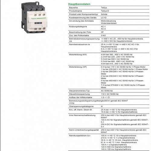 Schneider Electric - TeSys D, AC Contactor, 110 V AC, 50/60 Hz, 3 Pole, 3NO, 9A, Fixed & DIN Rail Mounting, LC1D09F7 - Image 5