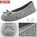 HomeTop Women's Elegant Cashmere Knitted Memory Foam Indoor Ballerina House Slippers/Shoes Grey