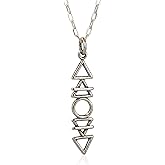 EnCharmed Sterling Silver Stacked Four Elements Charm Necklace, Geometric Alchemy Pendant Jewelry, 18"