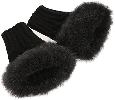 kaimus Ladies Winter Gloves Fingerless Gloves, 1 Pair Women Warm Gloves Faux Rabbit Fur Wrist Fingerless Gloves