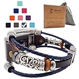 Smatiful Charge 2 Bands Plus Box for Mens, Adjustable Replacement Leather Jewelry Band for Fitbits Charge 2 HR Pedometer, Special Edition, Grey Navy Dark Blue