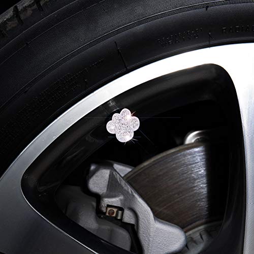 Valve Stem Caps, 4 Pack Handmade Crystal Rhinestone Dog Footprints Universal Car Tire Valve Caps Chrome,Attractive Dustproof Bling Car Accessories - Dog Footprints - Thumbnail 5