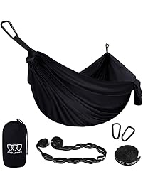 Gold Armour Camping Hammock - XL Double Parachute Camping Hammock (2 Tree Straps 16 LOOPS/10 FT Included) Lightweight Nylon Portable Hammock, Best Parachute Double Hammock