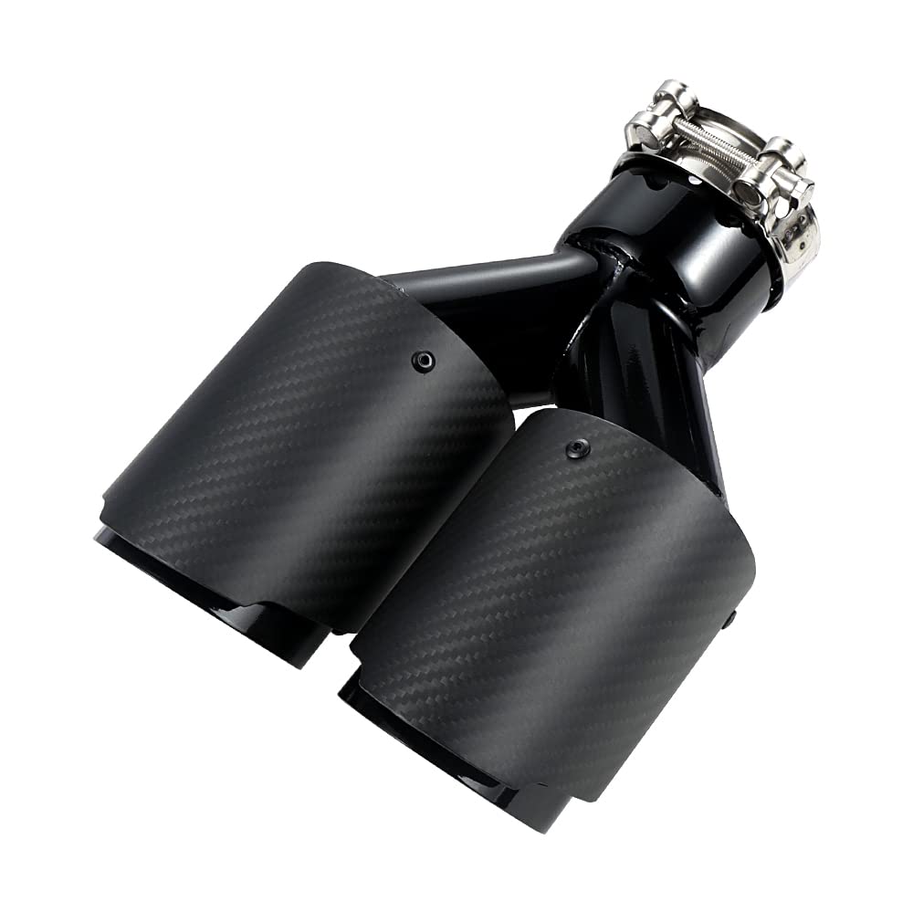 Photo 1 of A-KARCK Carbon Fiber Exhaust Tip 3" Inlet to Dual 3.5" Outlet, High Temperature Resistance 9.8" Long Stainless Steel Tailpipe tip (Black Shell)
