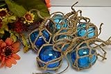 6 Pcs Light Blue Reproduction Glass Float Fishing Buoy Ball 2