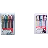Uni-Ball Signo Metallique, Penna A Gel Blu Metallizzato, Punta 0.7 Mm, Confezione Da 12