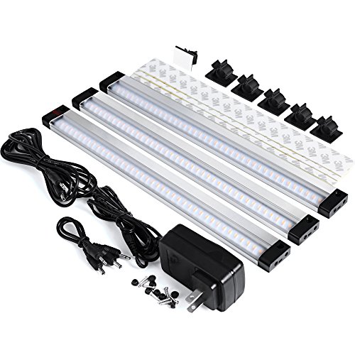 Dewenwils Dimmable Under Cabinet Lighting LED Kitchen Lights Hand Wave Activated IR Sensor, Warm White 3000K, Pack of 3