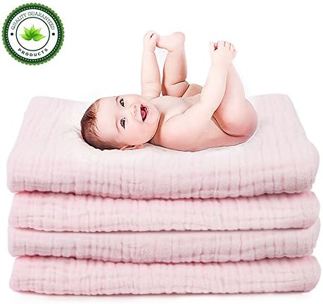 FIRSTBABY ❤ Bubble Yarn Muslin Cotton Baby Bath Towels,Also for Baby Blanket,Swaddle Blankets,Receiving Blankets,Absorbent,Fluffy,Breathable,Pink,1PC