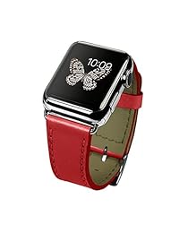 Lucrin   Apple Watch correa de 42 mm   Clásica   Funda de piel suave Rojo