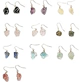 10 Pairs Handmade Crystal Drop Earrings, Natural Irregular Shaped Dangling Earrings for Women