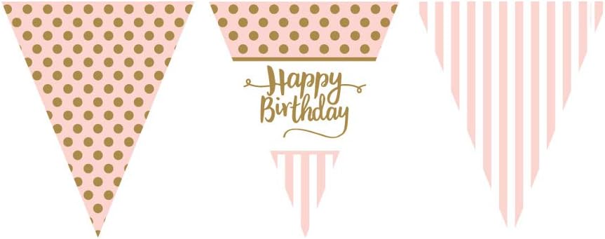 Pink Chic Happy Birthday Metallic Print Flag Bunting