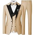 SPTALLFITJSV Mens 3 Piece Tuxedo Suit Slim Fit Wedding Prom Dinner Tuxedo for Men Double Breasted Suits Set with Bow Tie