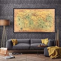FANEO Nautical Ocean Sea World Map Retro Art Paper Painting Home Decor Poster Sticker Paintings
