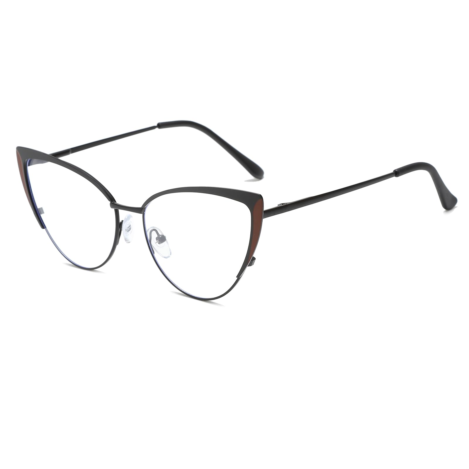 LJCZKA Cat Eye Blue Light Glasses Womens, Anti Blue Light Computer Glasses Metal Frame Clear for Anti Fatigue and Eyestrain