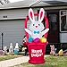 HOOJO 7 Ft Easter Inflatables Bunny with Basket and Eggs Decorations - Blow up Party Decor for Indoor Outdoor Yard with Color Changing LED Lights