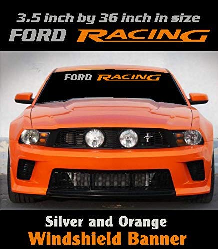 Amazon Com Silver And Orange Ford Racing Windshield Banner