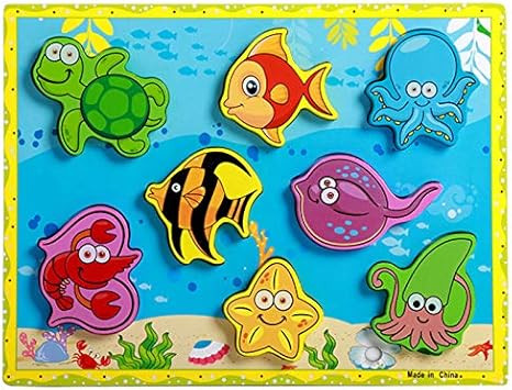 Tiny Souls Wooden 8 Sea Animals, Fish, Crab, Star Fish, Tortoise