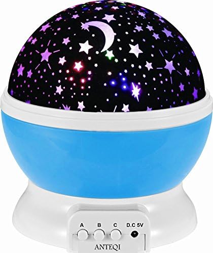 Sun And Star Lighting Lamp 4 LED Bead 360 Degree Romantic Room Rotating Cosmos Star Projector With 59 Inch USB Cable, Light Lamp Starry Moon Sky Night Projector Kid Bedroom Lamp for Christmas (Blue)