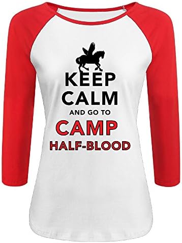 Women's Keep Calm And Go To Camp Half Blood 3/4 Sleeve Raglan Baseball Tee
