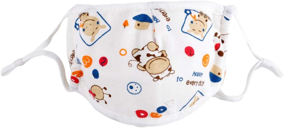Fenfangxilas Fashion Unisex Mouth Face Cover Kids Children Cotton Cartoon Adjustable 5 Layers Anti Haze Dustproof Mouth Safety Face for Dust Protection Calf L