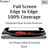 iPhone 6S Screen Protector, iPhone 6 Screen Protector, Daswise 2015 Full Screen Anti-scratch Tempered Glass Protectors with Curved Edge, Cover Edge-to-Edge, Protect Your 4.7 Inches Space Gray iPhone 6/6S Screens from Drops & Impacts, HD Clear, Bubble-free Shockproof [3D Touch Compatible] (4.7 Black)