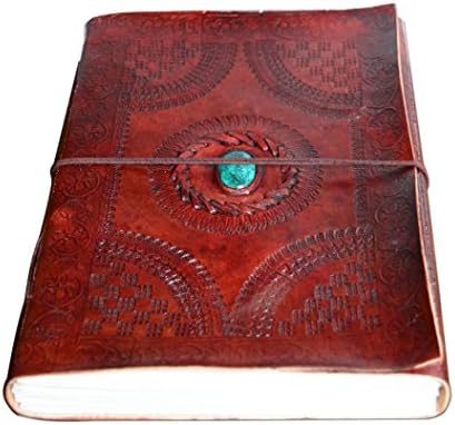 Alborz handmade genuine leather embossed stone journal, diario &amp; refillable notebook,gift item.