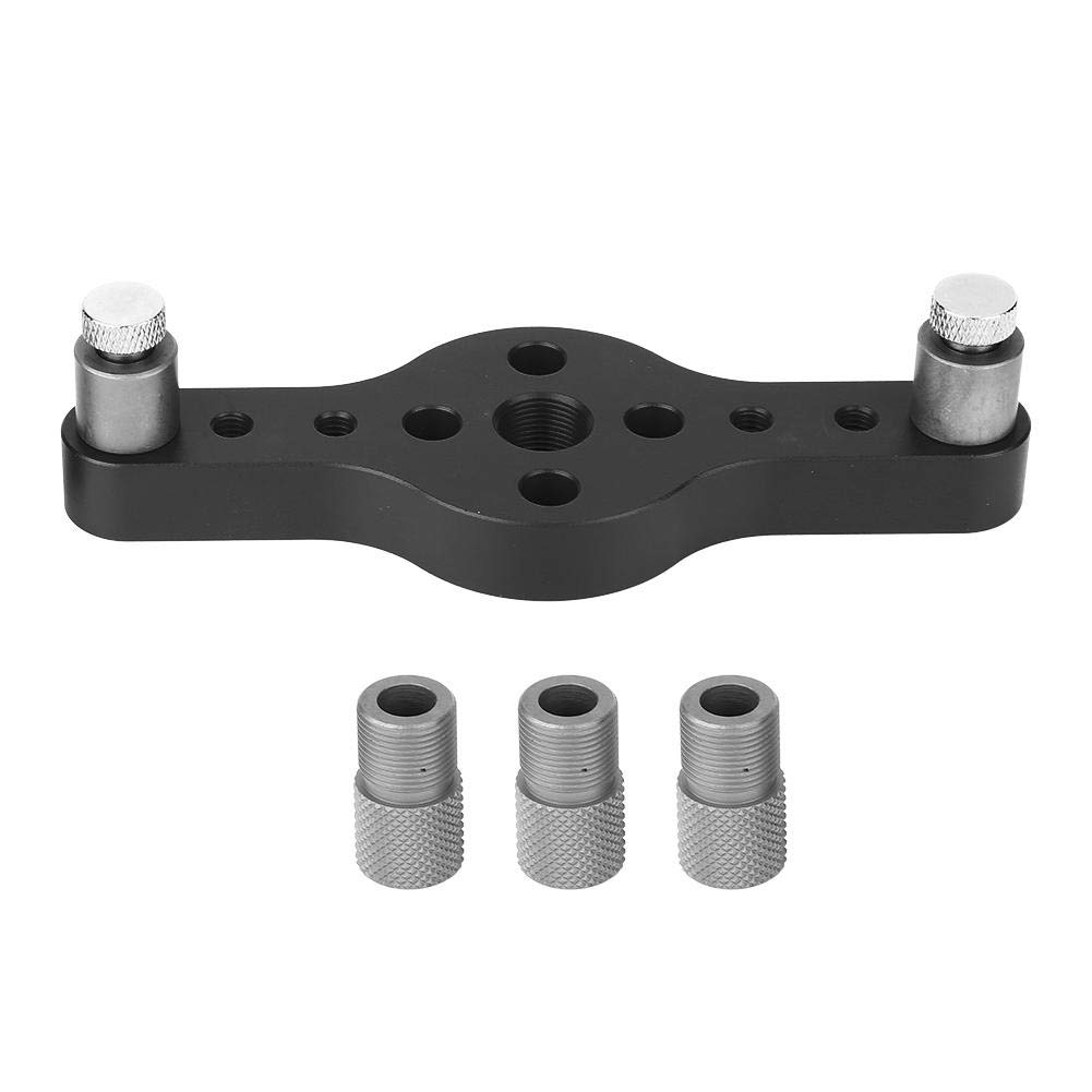 Doweling Jig for Woodworking, Aluminum Alloy Drill Guide Kit with 3Pcs Drill Bushings, Wood Hole Locator and Alignment Tool (Black)