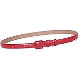 WHIPPY Women Skinny Leather Belt Thin Waist Jeans Belt for Pants in Pin Buckle Belt