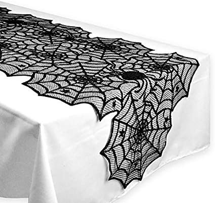 One76 Halloween Table Runner, Spider Web Cloth Cup Placemat Coaster Table Decor for Scary Movie Nights, Dinner Parties