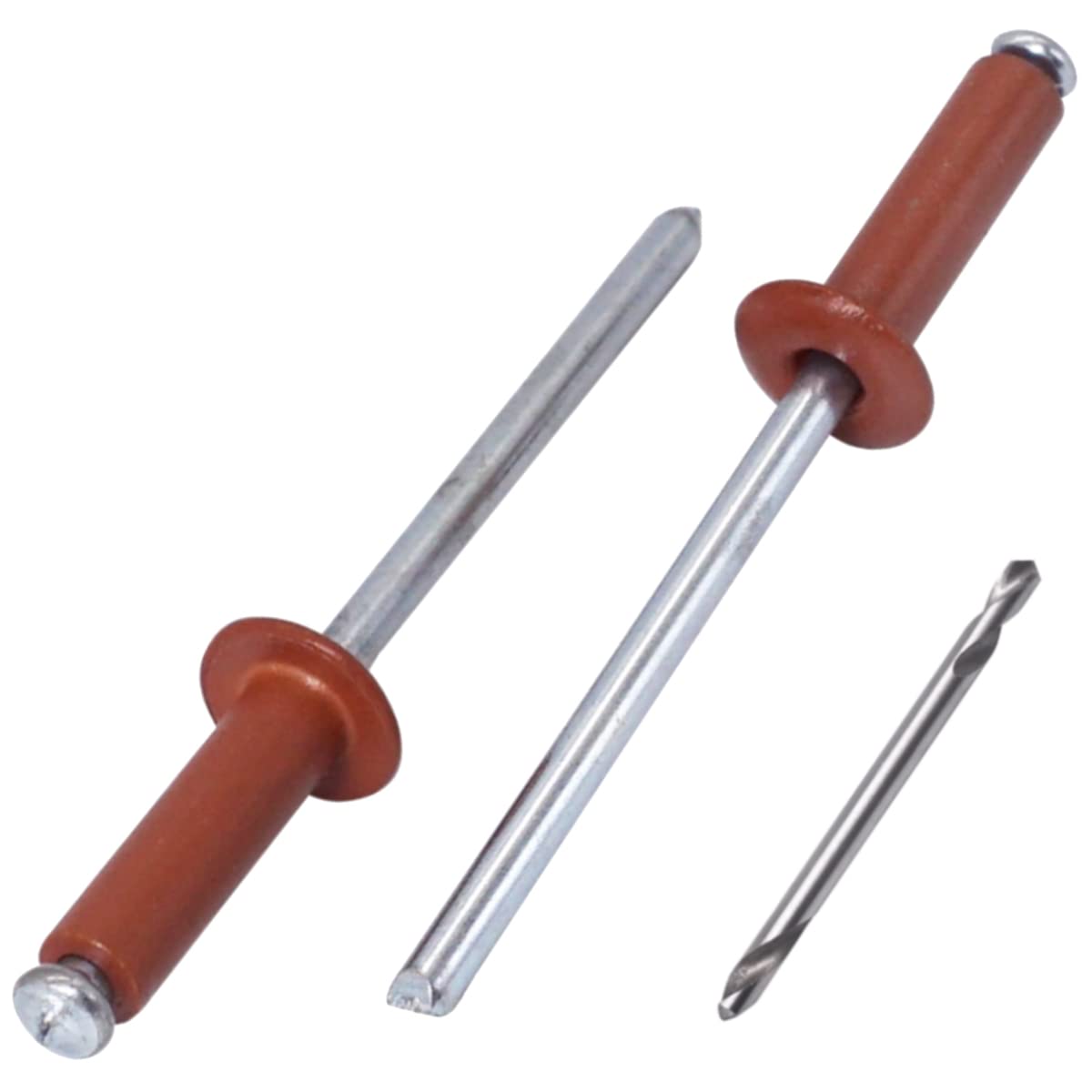 SKIR'CO (80 pcs) Painted Blind Rivets 4.0 x 14 mm, Aluminium Pop Rivets, Drill Bit Included (Copper Brown RAL 8004) โ image 1