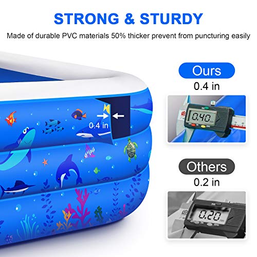 Inflatable Swimming Pool, 118" X 72" X 22" Full-Sized Family Lounge Pool for Kids Adults Baby Children, Thick Wear-Resistant Blow Up Kiddie Pools for Outdoor Garden Backyard Summer Water Party - Image 2