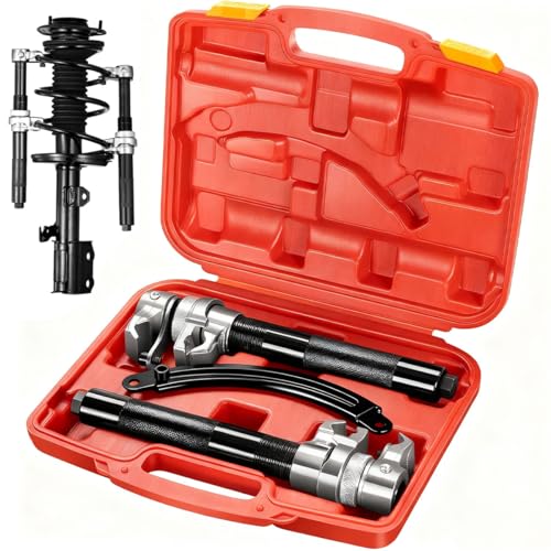 ADILIKADII Kit Compresor de Muelles de Horquilla, 2 Herramienta Compresor de Macpherson Intercambiable de Resorte Bobina de Choque con Mordazas Soporte Seguridad para Coche Camión Motocicleta, 2000Lbs