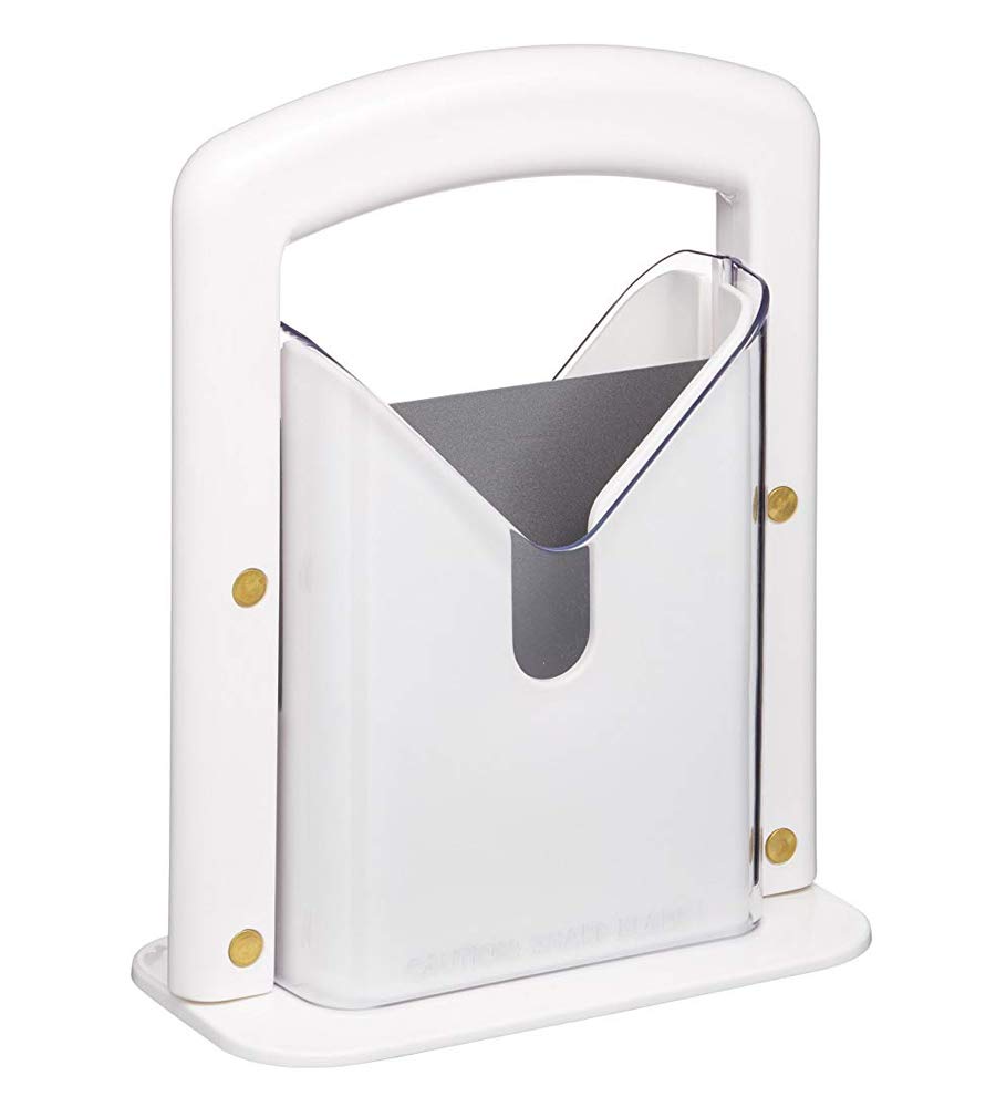 Photo 1 of Hoan The Original Bagel Guillotine Slicer, Manual Precision Cutter with Safety Shield, Cleanly Slices Bagels and More, White, 9.25 Inch Kitchen Tool
