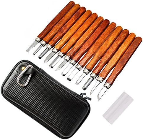 GOGOMAX 12 Pcs Wood Carving Tools Carbon Steel Chisel Set with Whetstone and Storage Case