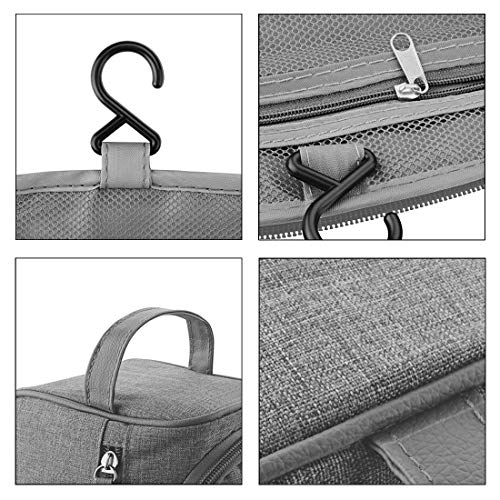 Travel Toiletry Bag - Small Portable Hanging Cosmetic Organizer for Men Women, Canvas Shaving Dopp Kit TSA Approved, Makeup, Toiletries, Shaving, Clippers and Grooming Tools, Bathroom, Shower, Gym