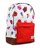 School Backpack for Boys Girls | Durable Canvas Material Bookbag for Elementary Junior Middle & High School - iHasCupquake (White/Red)