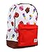 School Backpack for Boys Girls | Durable Canvas Material Bookbag for Elementary Junior Middle & High School - iHasCupquake (White/Red)