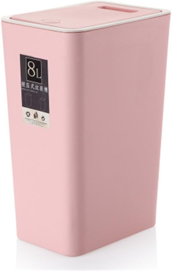 Topdo 6 Colors Fashion Trash Can Plastic Countertop Trash Bin Can Rubbish Bin with Swing Lid-Pink