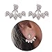 Honbay 1 Pair of Sparkling Crystal Rhinestone Earrings Fashion Water Drops Earrings Simple Chic Leaf Stud Earrings Ear Studs(Silver Tone)