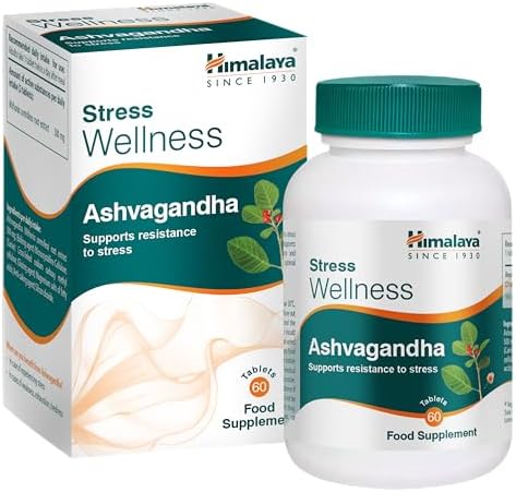 Stress Wellness Ashwagandha Wurzelextrakt 500 mg, 60 Tabletten (30 Tage) – Adaptogenes Nahrungsergänzungsmittel für Stressabbau, Energie und Entspannung. Vegane ayurvedische Formel