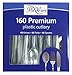 PLEXWARE Cutlery Set - 160 Pieces, Elegant Plastic Silverware: 40 Plastic Silver Knives, 80 Plastic Silver Forks, 40 Plastic Spoons - Stylish and Disposable Dining Experience. Perfect for Party Bulk.