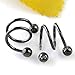 PiercingJ - 2pcs Stainless Steel Twist Ear Plug Earring Spiral Helix Stud Lip Nose Ring Body Piercing 16Ga (Black)