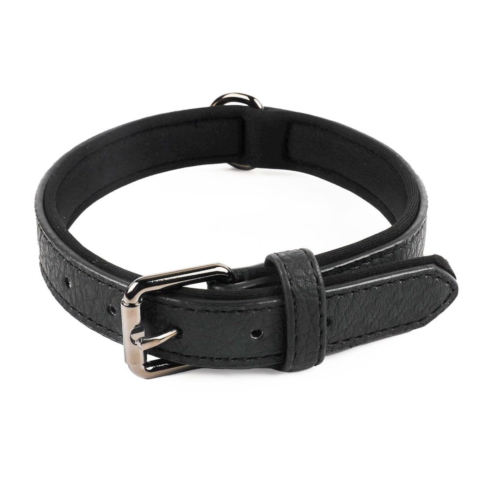 Leather Dog Collar, Soft Padded Leather Collar with Adjustable Metal Buckle for Puppies Small Medium Large Dogs