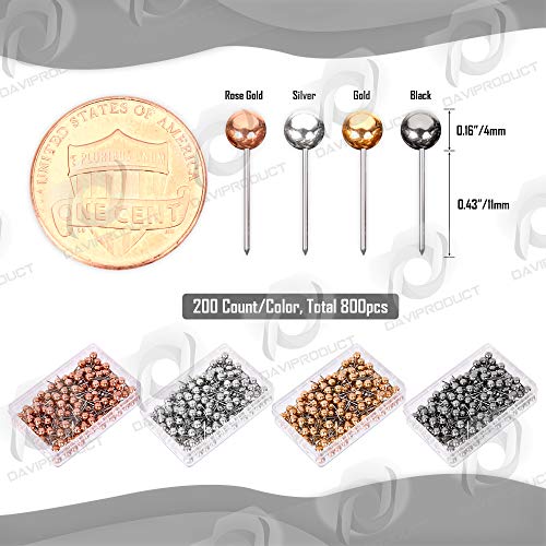 Little Otter Metal Push Pins 800pcs 4 Decorative Metallic