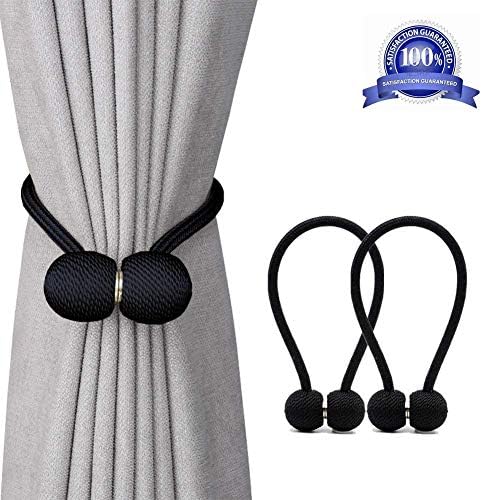KuRail Curtain Holdbacks New Upgraded Strong Magnetic Curtain Tiebacks for Home Office Decorative Windows Curtain Buckle 12 Inch Long 2 Pack Black