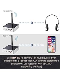 Giveet aptX   Transmisor de audio Bluetooth de baja latencia para TV, doble enlace, óptico, 0.138 in y RCA AUX para el hogar, coche, estéreo, PC, auricular