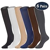 6 Pairs Knee High Graduated Compression Socks For Women and Men (15-20mmHg)